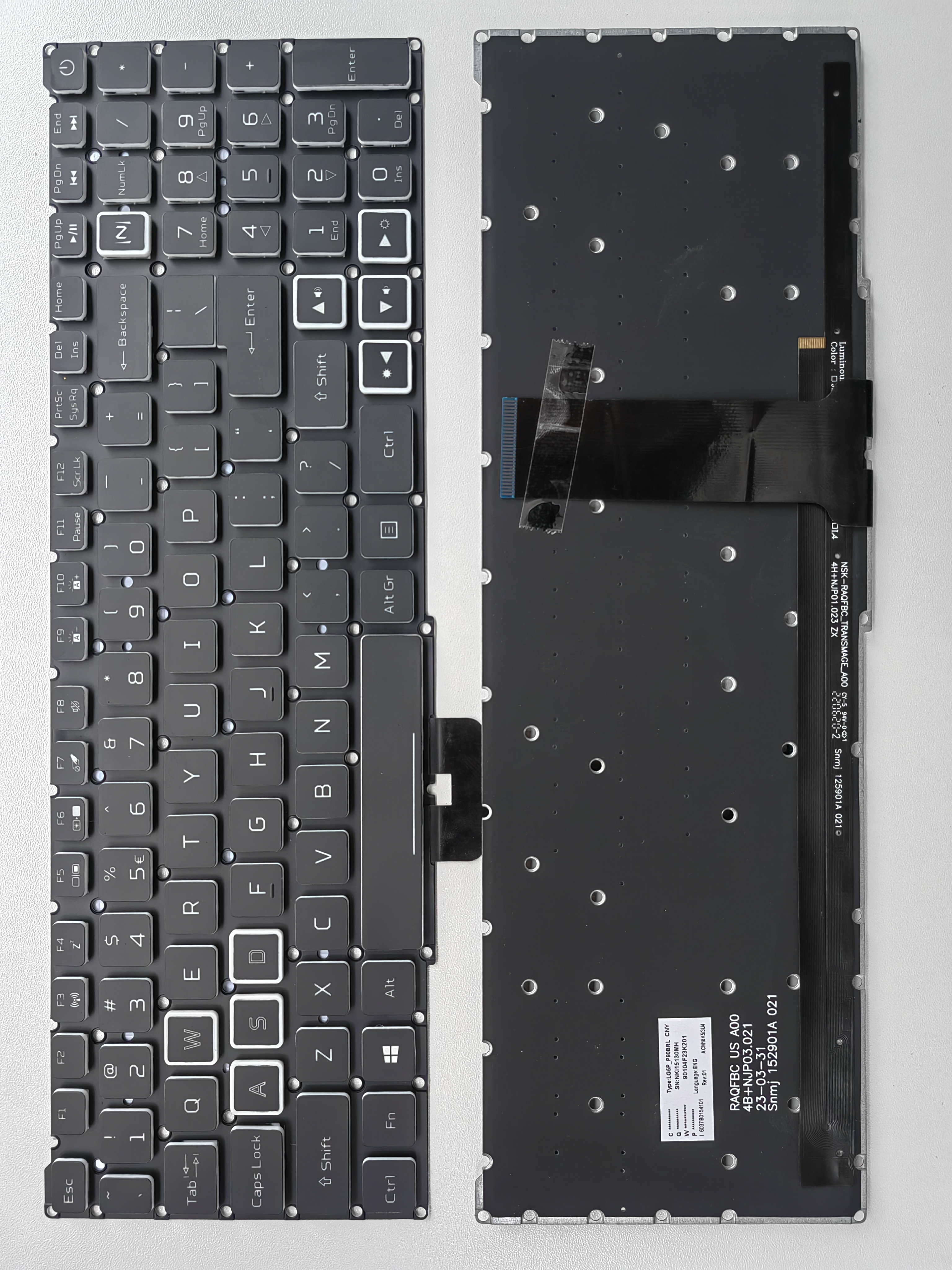 Picture of New Replacement Laptop Keyboard For ACER AN515-54 Colorful backlight BLACK Backlit,White Side (OEM) US Layout